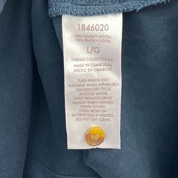 Teddi Rose Womens Shirt Dress Large Tensel Button Front Relaxed Fit Navy NEW - Picture 4 of 8